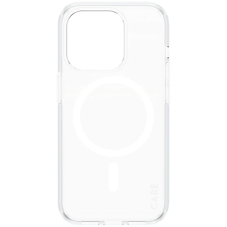 Etui CARE by PanzerGlass Urban Combat Case z MagSafe do iPhone 15 Pro, przezroczyste z białymi magnesami MagSafe.